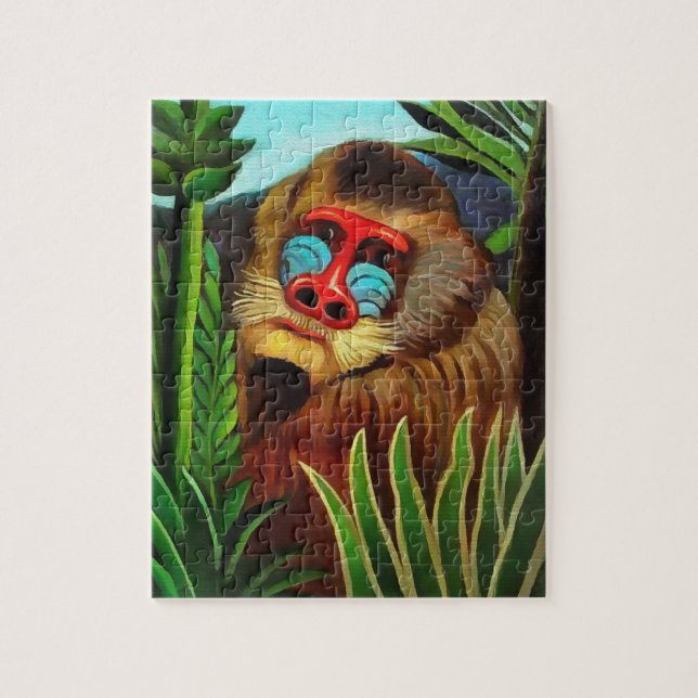 Henri Rousseau Mandrill im Dschungel Vintage Kunst (Vertikal)