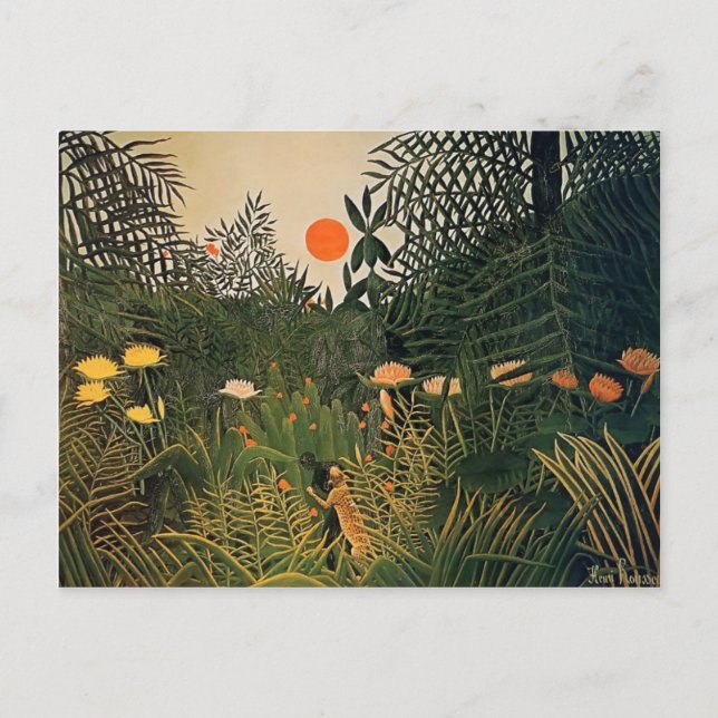 Henri Rousseau - Neger von einem Jaguar angegriffe Postkarte (Vorderseite)