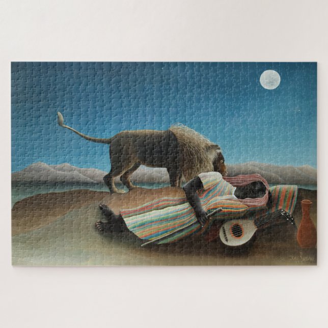 Henri Rousseau Schlafen Sinti und Roma Löwenmalere (Horizontal)