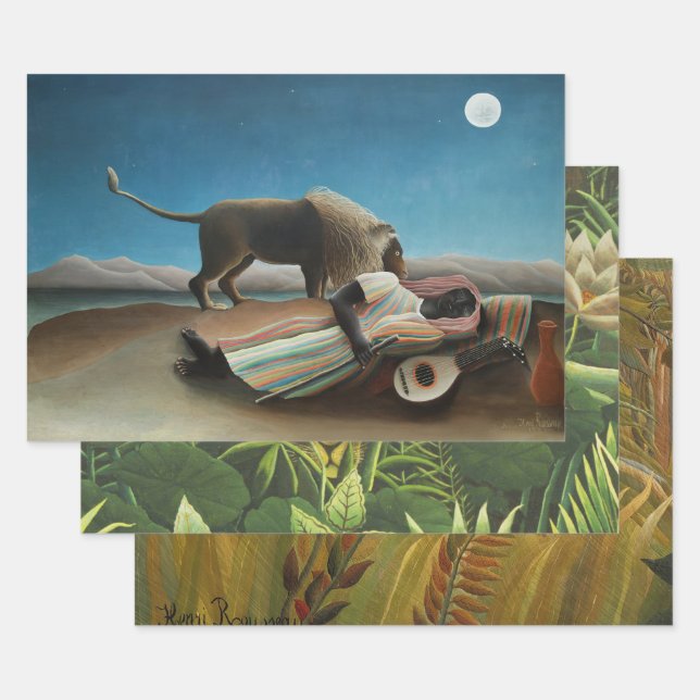 Henri Rousseau Schlafen Sinti und Roma Löwenmalere Geschenkpapier Set (Set)