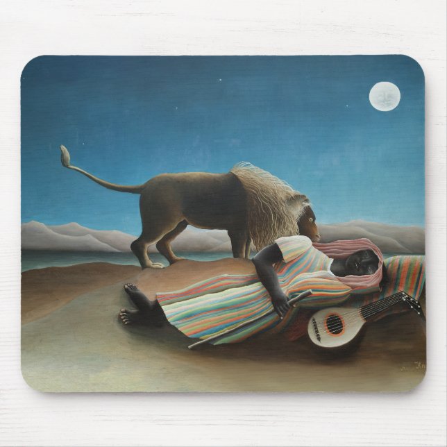 Henri Rousseau Schlafen Sinti und Roma Löwenmalere Mousepad (Vorne)