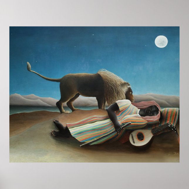 Henri Rousseau Schlafen Sinti und Roma Löwenmalere Poster (Vorne)