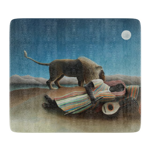 Henri Rousseau Schlafen Sinti und Roma Löwenmalere Schneidebrett (Vorderseite)