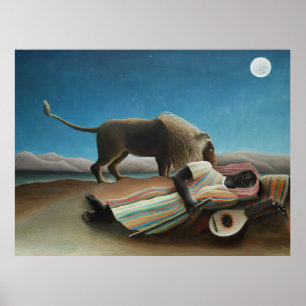 Henri Rousseau Schlafende Zigeunerin Löwen Gemälde Poster