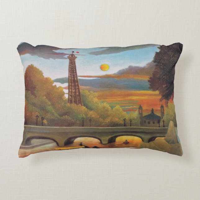 Henri Rousseau - Seine und Eiffelturm im Sonnenunt Dekokissen (Vorderseite)