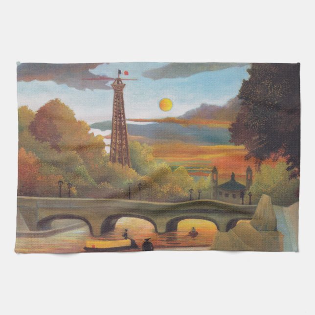 Henri Rousseau - Seine und Eiffelturm im Sonnenunt Geschirrtuch (Horizontal)