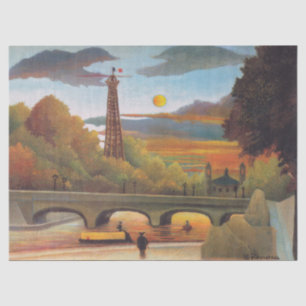 Henri Rousseau - Seine und Eiffelturm im Sonnenunt Seidenpapier