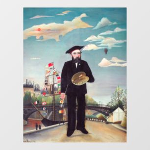 Henri Rousseau - Selbstporträt-Landschaft Fensteraufkleber