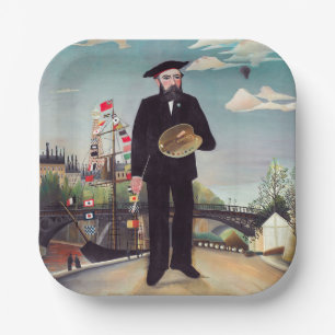 Henri Rousseau - Selbstporträt-Landschaft Pappteller