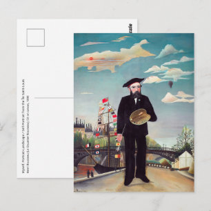 Henri Rousseau - Selbstporträt-Landschaft Postkarte