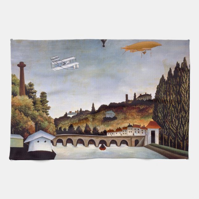 Henri Rousseau - Sevres Brücke & Hügel von Clamart Geschirrtuch (Horizontal)