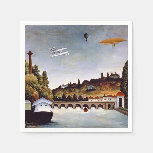 Henri Rousseau - Sevres Brücke & Hügel von Clamart Serviette (Vorderseite)