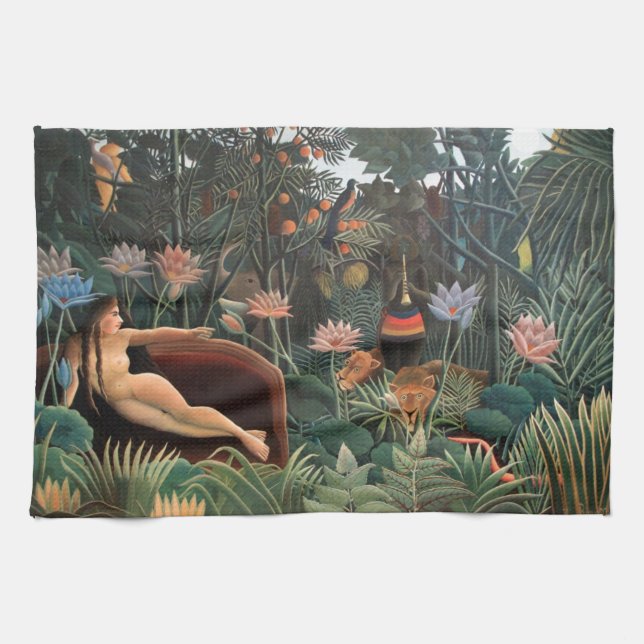Henri Rousseau The Dream Dschungel Blume Naive Art Küchentuch (Horizontal)