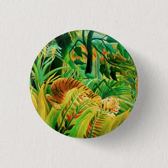 Henri Rousseau-Tiger in einem tropischen Button (Vorderseite)