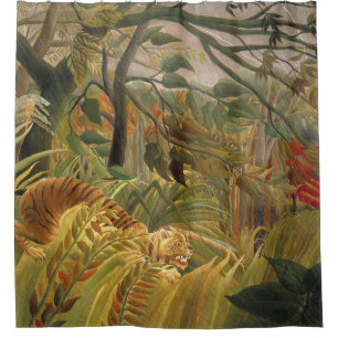 Henri Rousseau Tiger in einem tropischen Sturm Duschvorhang