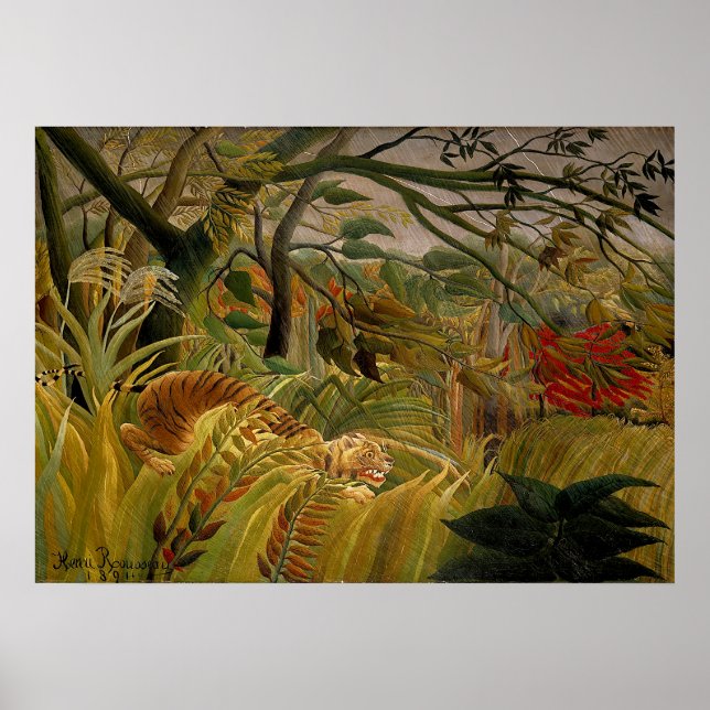 Henri Rousseau - Tiger in einem tropischen Sturm Poster (Vorne)