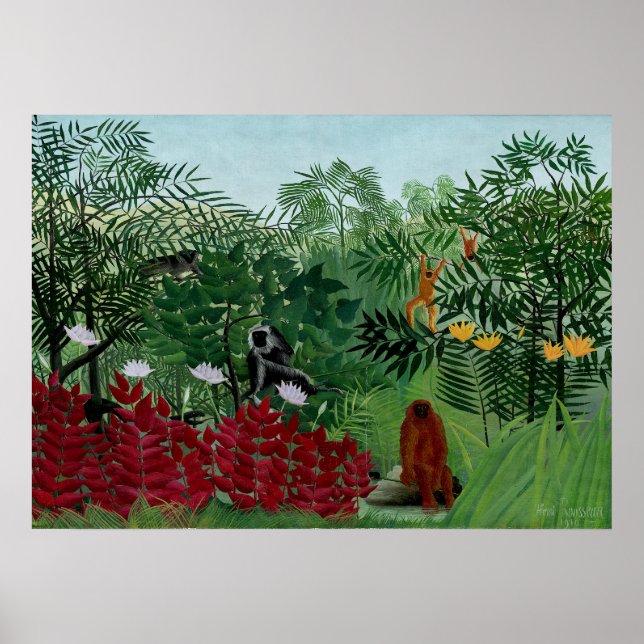 Henri Rousseau - Tropischer Wald mit Affen Poster (Vorne)