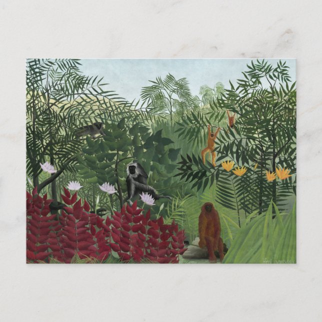 Henri Rousseau - Tropischer Wald mit Affen Postkarte (Vorderseite)