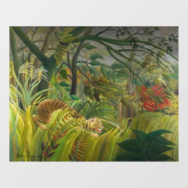 Henri Rousseau - überrascht! Fensteraufkleber (Blatt)