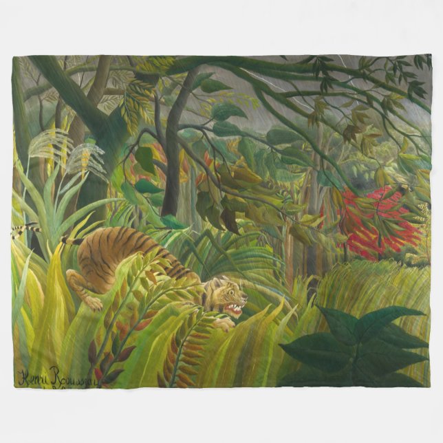 Henri Rousseau - überrascht! Fleecedecke (Vorderseite (Horizontal))
