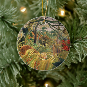 Henri Rousseaus Retro-Dschungel-Ornament 'Sturm-Ti Keramik Ornament