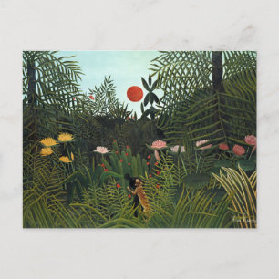 Henri Rousseaus Urwald bei Sonnenuntergang Postkarte