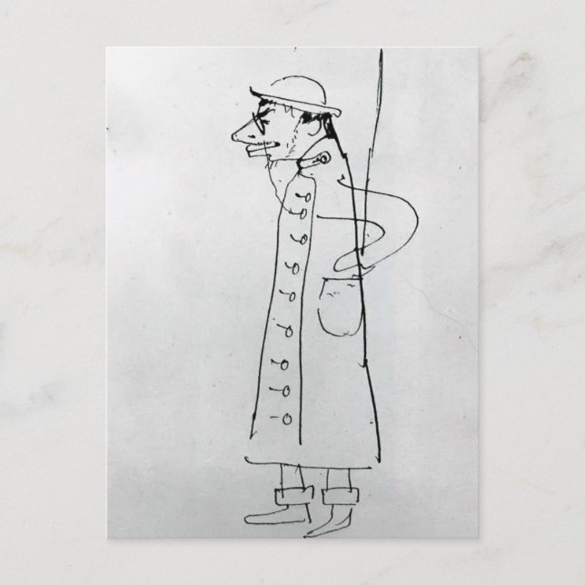Henri Toulouse-Lautrec: Selbstportrait. Karikatur Postkarte (Vorderseite)