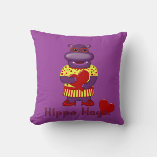 Henrietta Hippo Hugs Throw Pillow-Lila Kissen