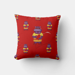 Henrietta Hippo Throw Pillow-Red Kissen