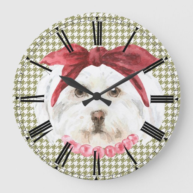 Henrietta the Havanese Wall Clock Große Wanduhr (Vorderseite)