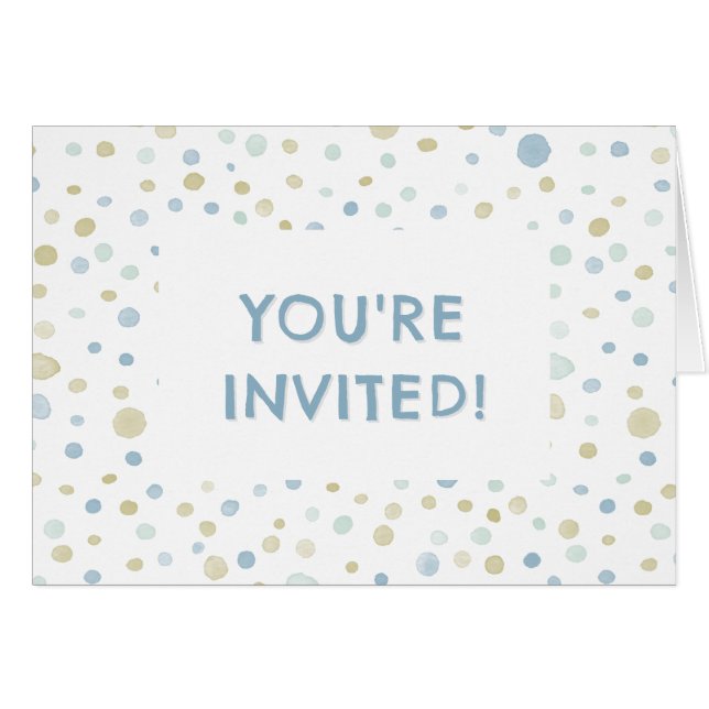 Henry Confetti Watercolor Dots Birthday Einladung (Vorderseite (Horizontal))