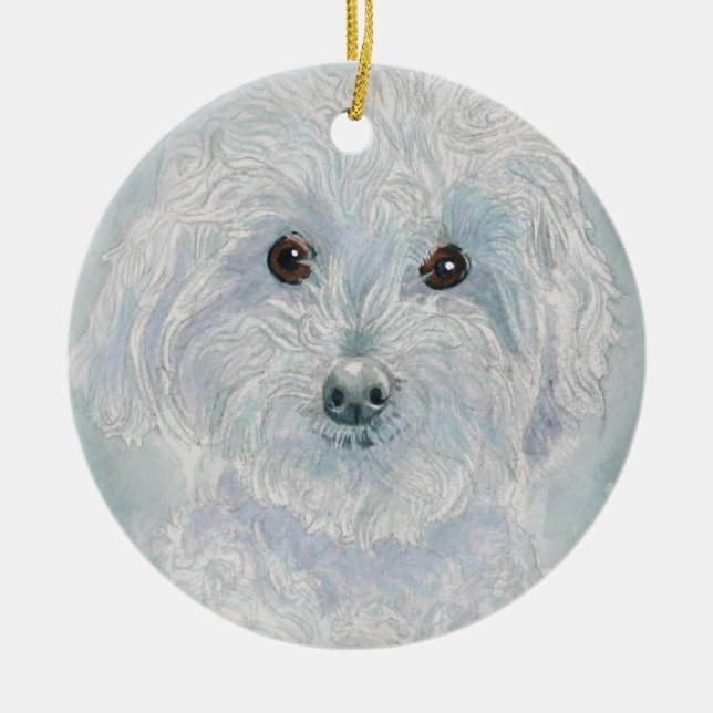 Henry das Maltipoo Keramik Ornament (Vorne)