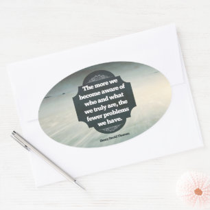Henry David Thoreau Inspirational Zitat "Aware" Ovaler Aufkleber