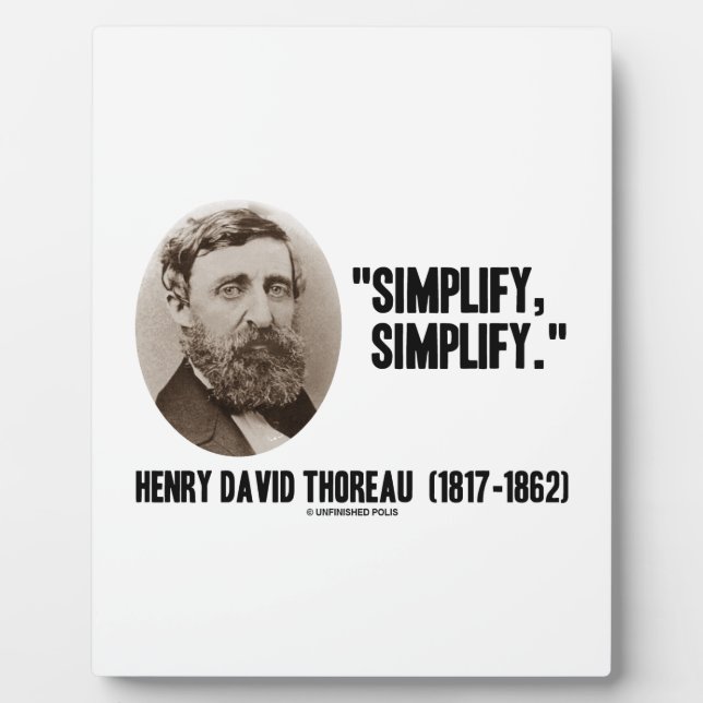 Henry David Thoreau vereinfacht das Zitat Fotoplatte (Vorderseite)