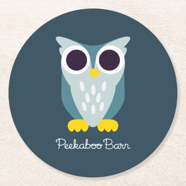 Henry die Eule Runder Pappuntersetzer (Vorderseite)
