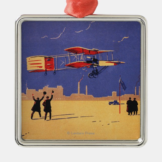 Henry Farman fliegt bei Issy-les-Moulineaux Silbernes Ornament (Vorne)