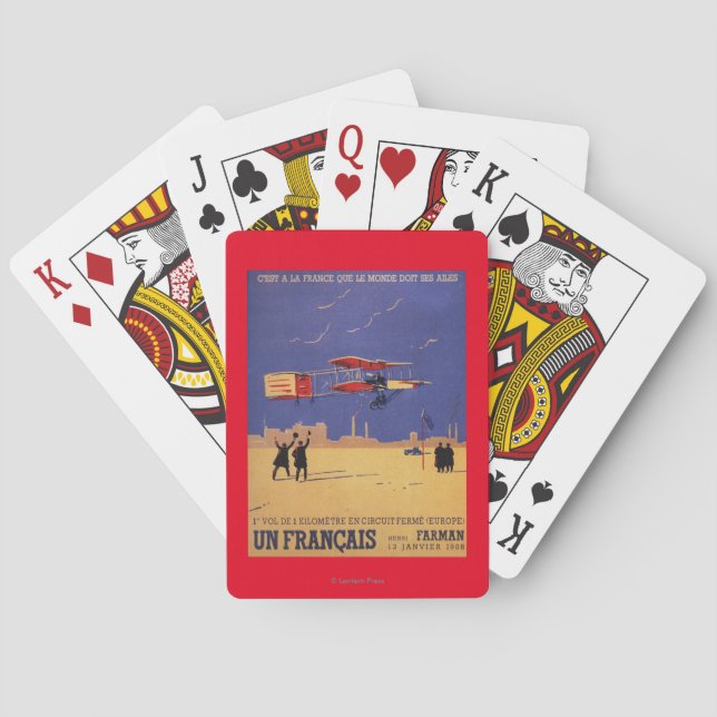 Henry Farman fliegt bei Issy-les-Moulineaux Spielkarten (Rückseite)