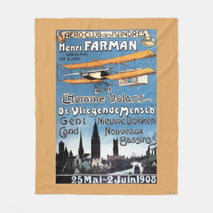 Henry Farman fliegt das Fliegen-Mannpromo-Plakat Fleecedecke