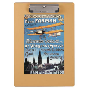 Henry Farman fliegt das Flying Man Promo Poster Klemmbrett