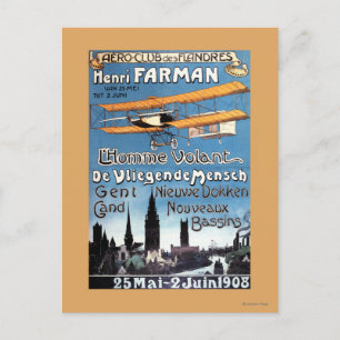 Henry Farman fliegt das Flying Man Promo-Poster Postkarte