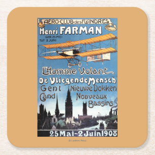 Henry Farman fliegt das Flying Man Promo Poster Rechteckiger Pappuntersetzer