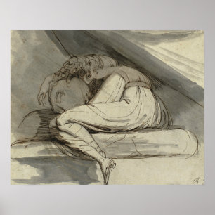 Henry Fuseli - Frauen-Sitzen, oben gekräuselt Poster