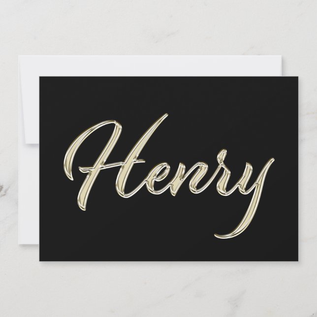 Henry Name white gold Handwriting Karte (Vorderseite)