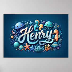 Henry Ocean Kinderzimmer Unterwasser-Meerestiere Poster