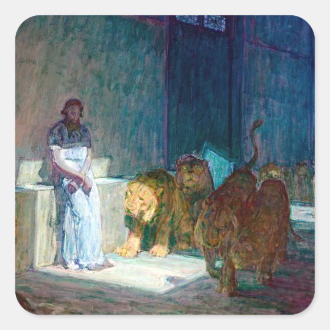 Henry Ossawa Tanner Daniel im Lions' Den Quadratischer Aufkleber (Vorderseite)