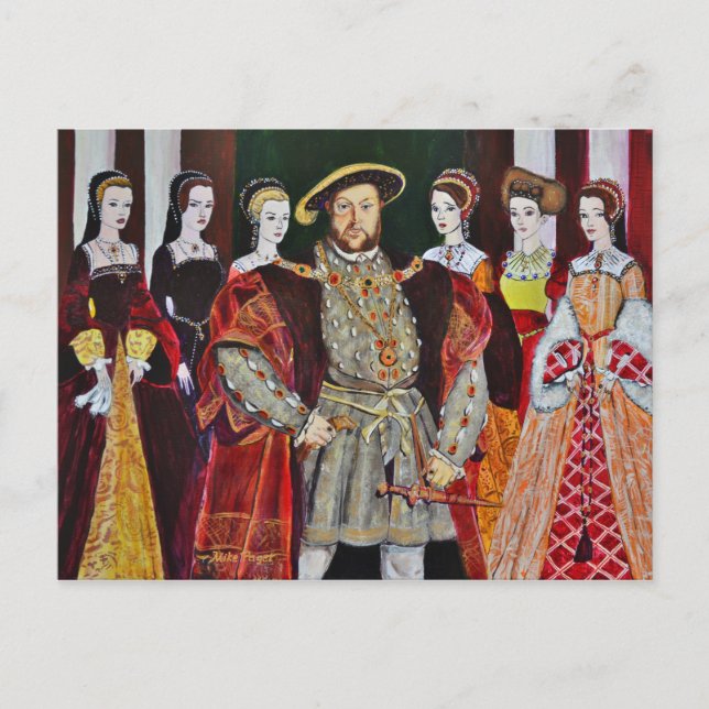 Henry The Achte und seine sechs Ehefrauen Postkarte (Vorderseite)