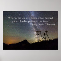 Henry Thoreau Zitat mit nächtlichem Himmel und Kos