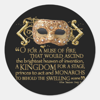 Henry V Zitat (Gold-Version) Runder Aufkleber