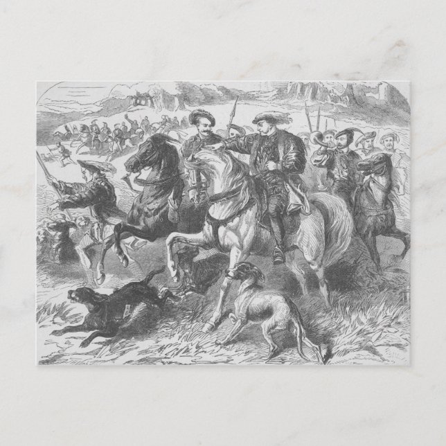Henry VIII bei der Royal Hunt im Epping Forest Postkarte (Vorderseite)