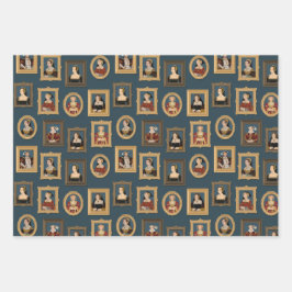 Henry VIII Sechs Ehefrauen Portraits in Rahmen Aqu Geschenkpapier Set